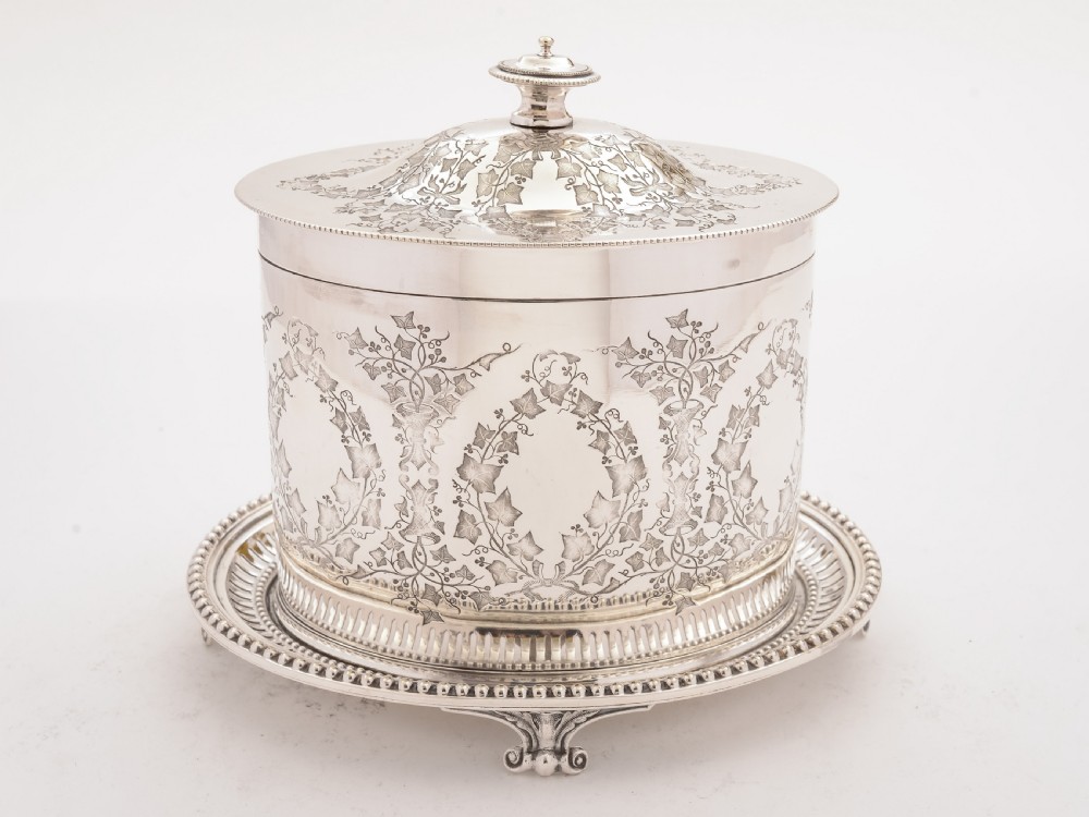 Victorian Oval Silver Plated Biscuit Box, Circa 1890