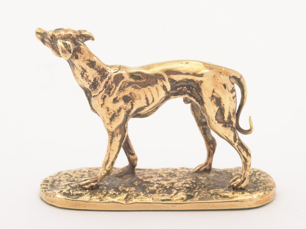 French Brass Greyhound Figure, Circa 1900 View II