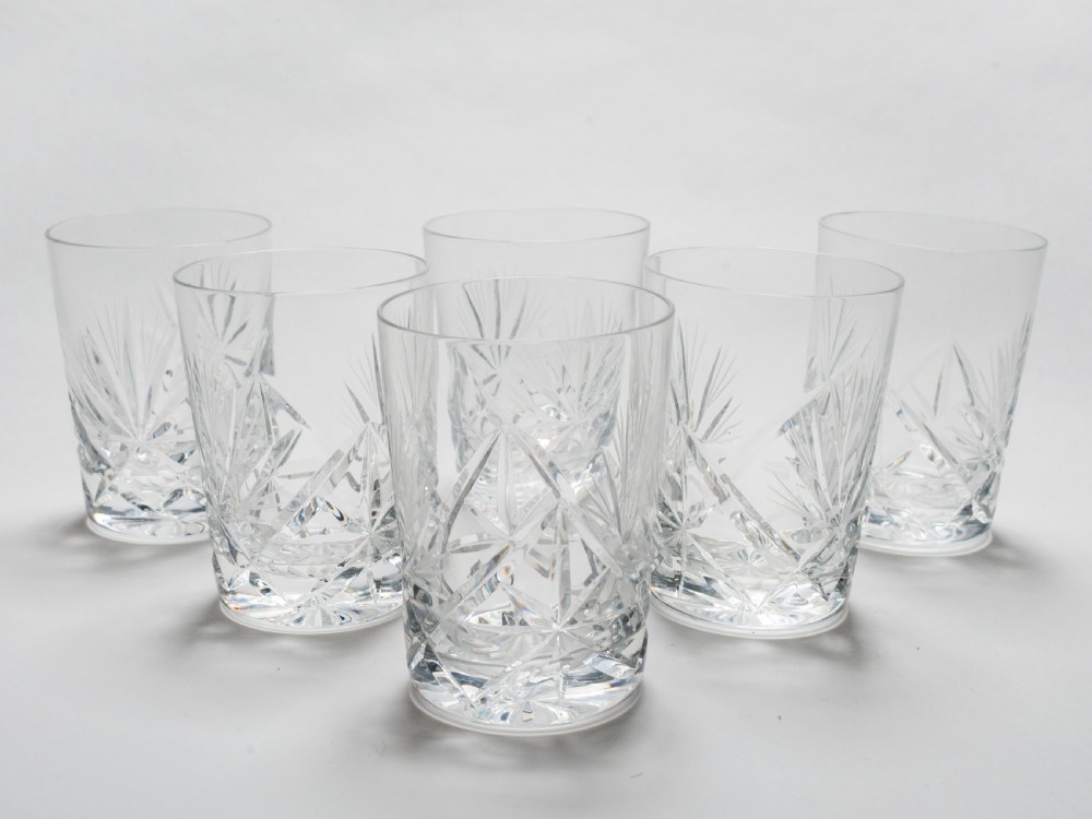 Set of 6 Cut Glass Whiskey Tumblers, Circa 1920