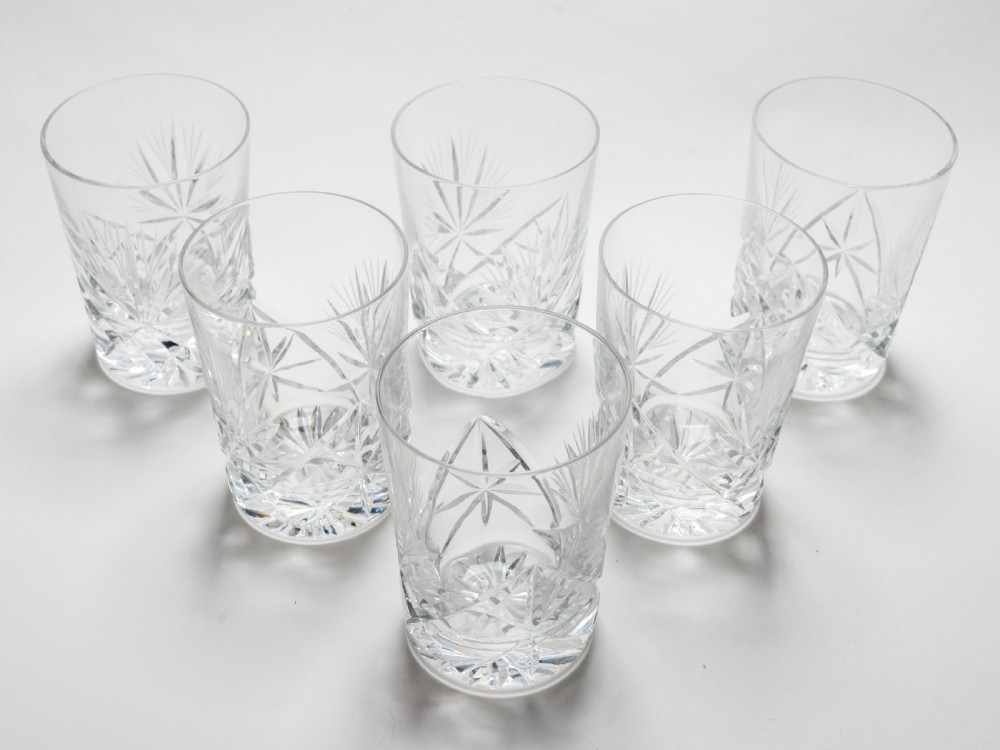 Set of 6 Cut Glass Whiskey Tumblers, Circa 1920 View II