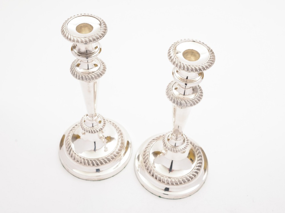 Pair of Tall Victorian Silver Plated Candlesticks, Circa 1880 View III