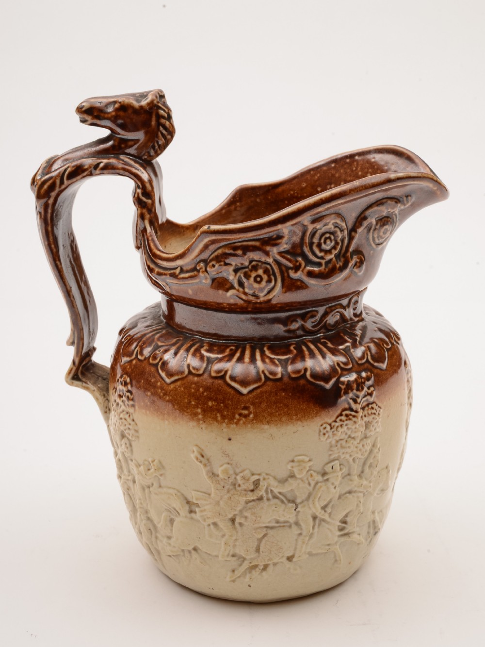 English Stoneware Salt Glaze Tavern Jug, Circa 1880 View II