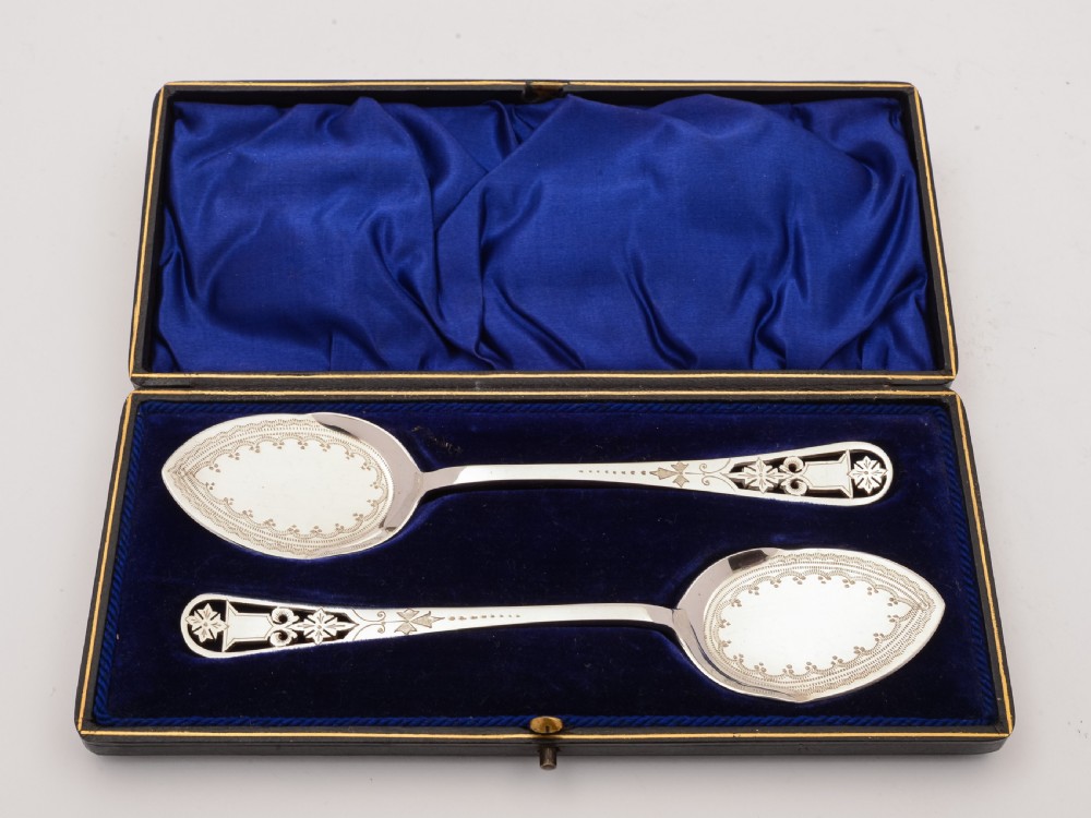 Cased Pair of Edwardian Preserve Spoons, Circa 1905