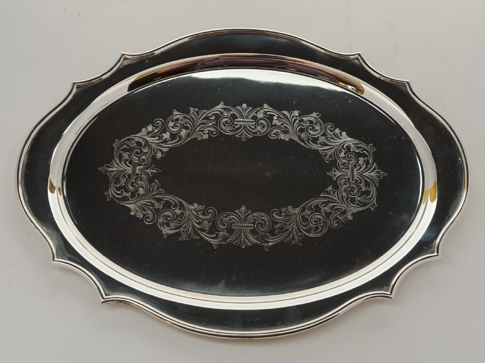 Edwardian Oval Silver Plated Tray, Circa 1905 View II