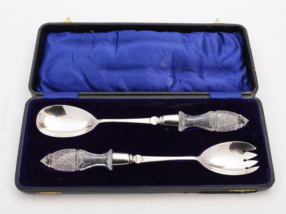 Cased Pair of Edwardian Salad Servers, Circa 1905