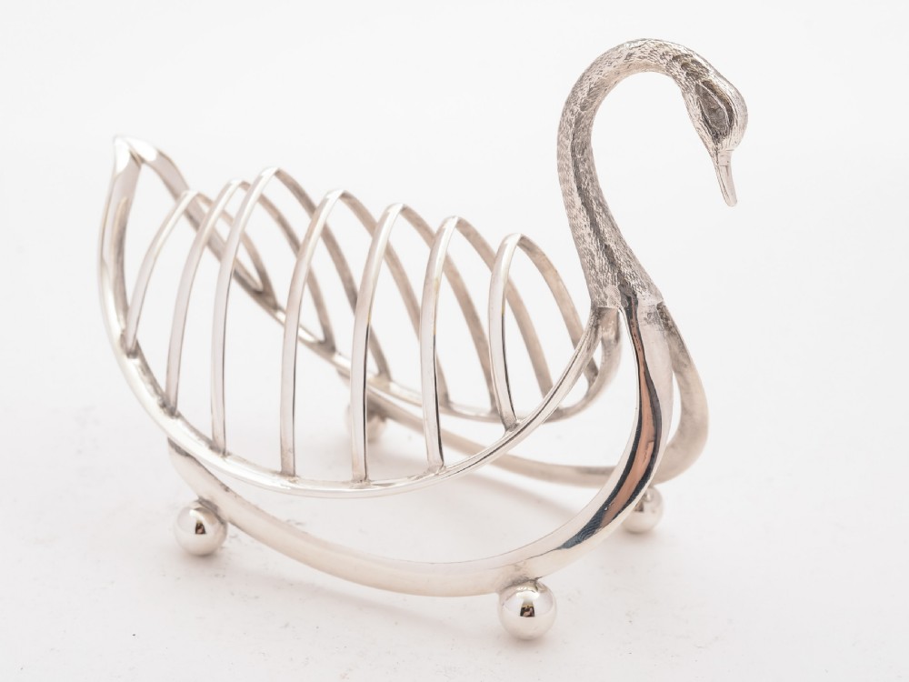 Novelty Silver Plated Swan Toast Rack, Circa 1890