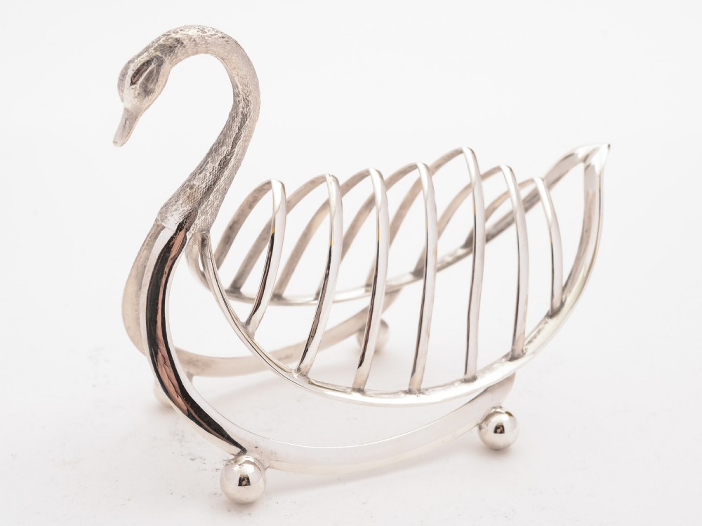 Novelty Silver Plated Swan Toast Rack, Circa 1890 View II