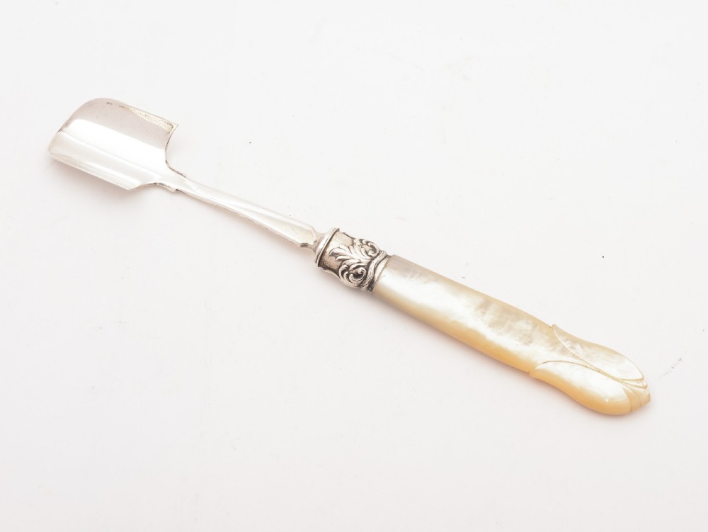 Victorian Silver and Mother of Pearl Stilton Scoop, Sheffield 1854