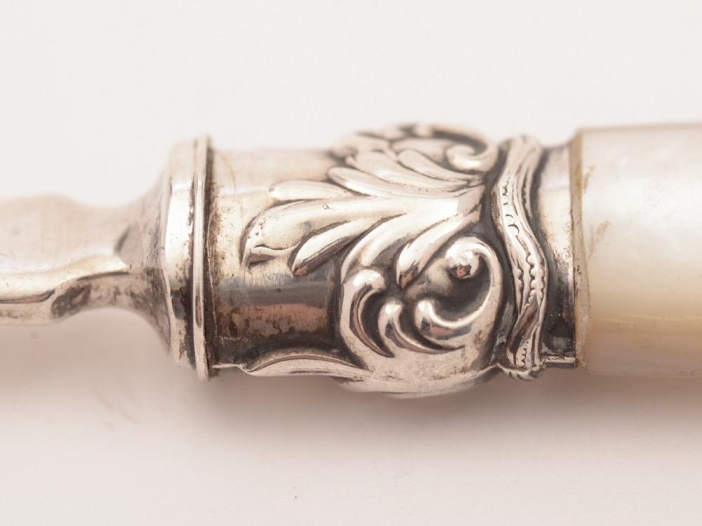 Victorian Silver and Mother of Pearl Stilton Scoop, Sheffield 1854 View III