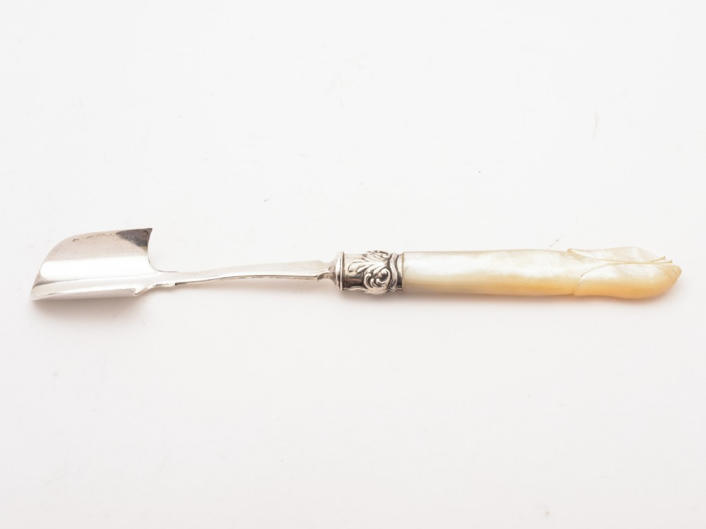 Victorian Silver and Mother of Pearl Stilton Scoop, Sheffield 1854 View IV