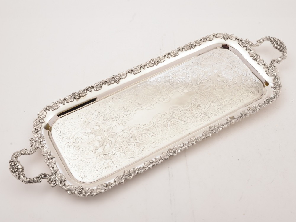 Silver Plated Oblong Serving Tray, Circa 1920