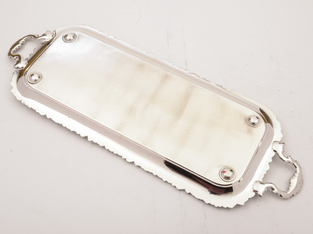 Silver Plated Oblong Serving Tray, Circa 1920 View II