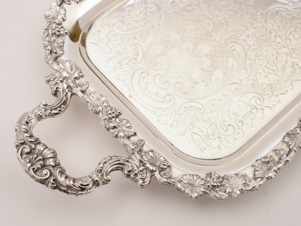 Silver Plated Oblong Serving Tray, Circa 1920 View III
