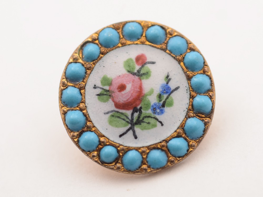 Set of 12 Brass and Enamel Buttons, Circa 1880 View II