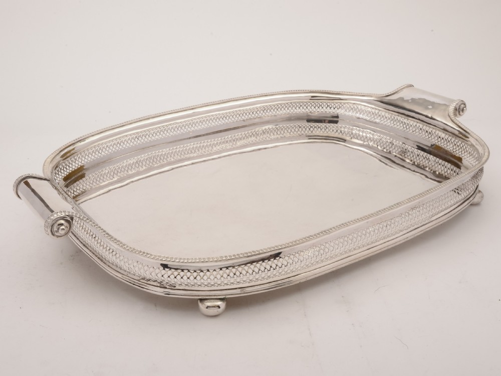 Large Victorian Silver Plated Gallery Tray, Circa 1890