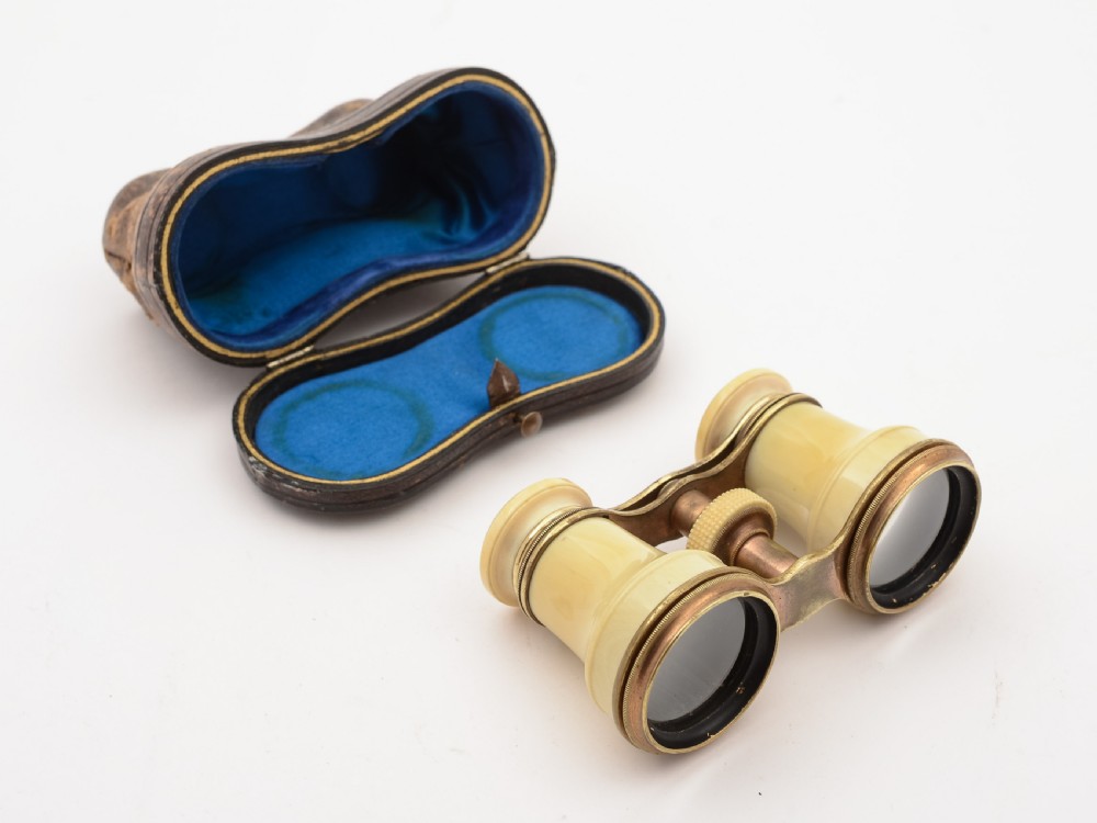 Pair of Bone and Brass Opera Glasses, Circa 1900 View III