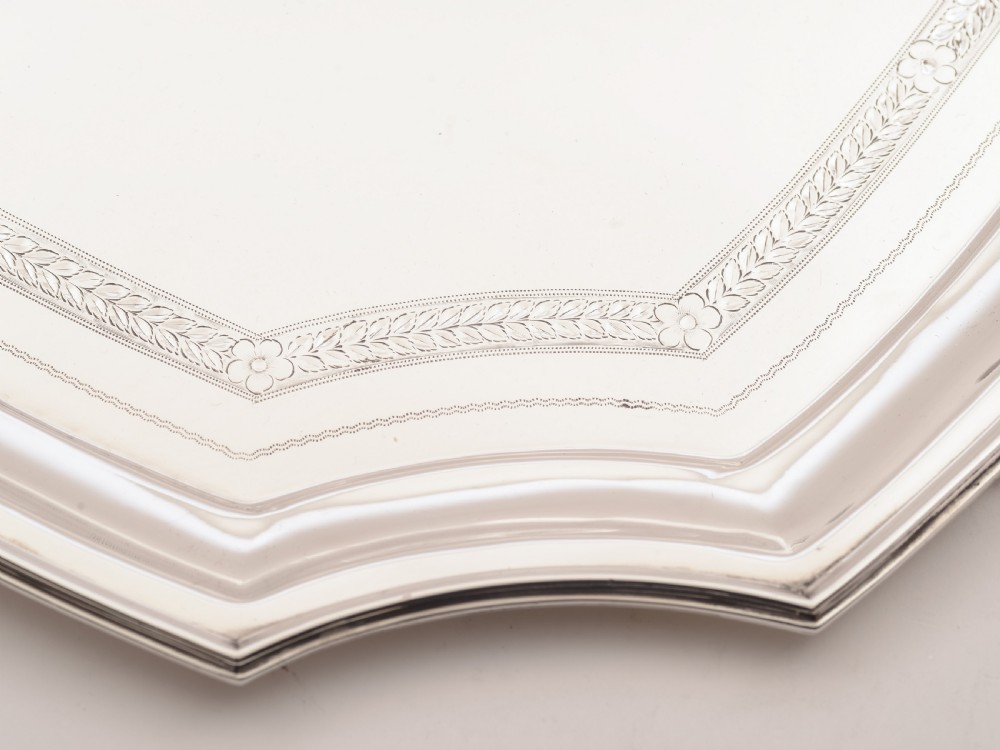 Edwardian Silver Plated Serving Tray, Circa 1905 View V