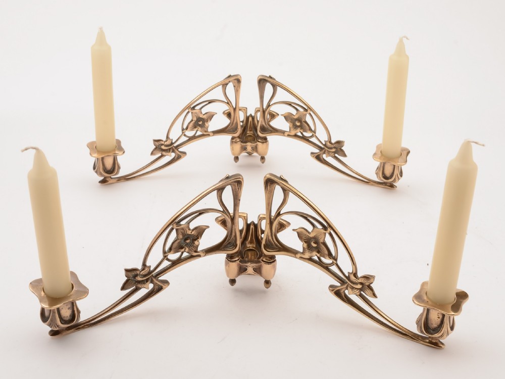 Pair of French Bronze Art Nouveau Candelabras, Circa 1900