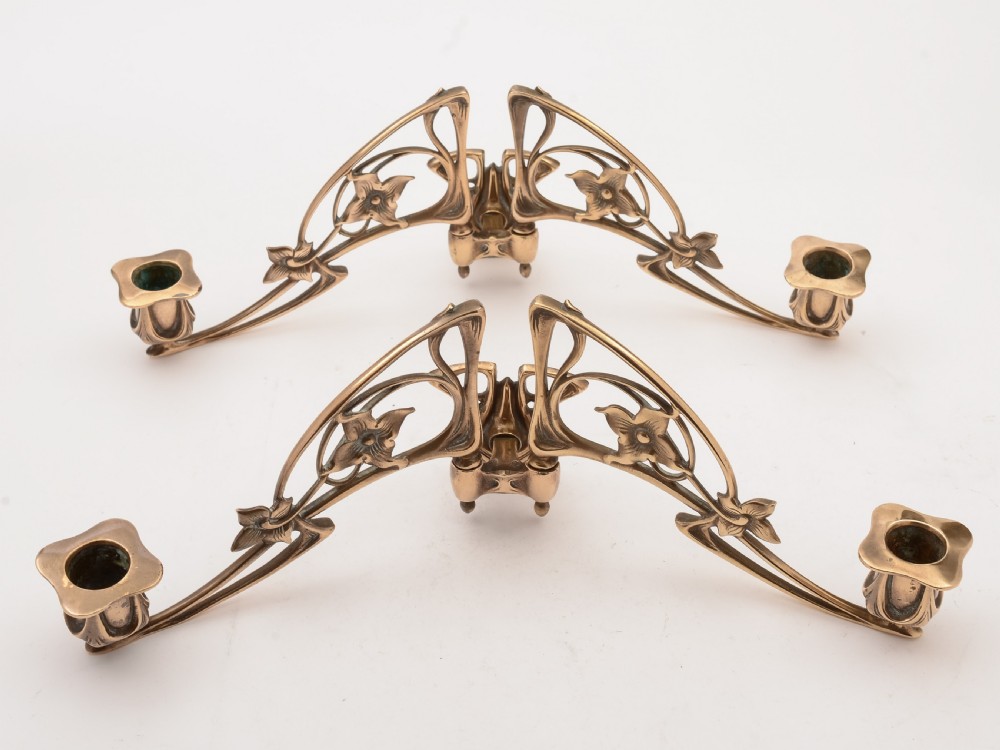 Pair of French Bronze Art Nouveau Candelabras, Circa 1900 View II