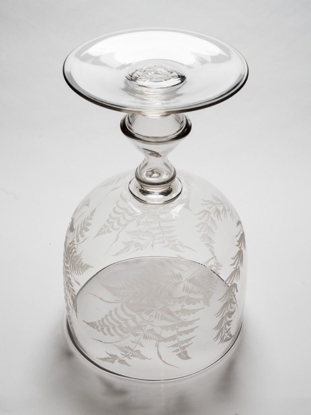 Victorian Engraved Glass Punch Bowl, Circa 1890 View II