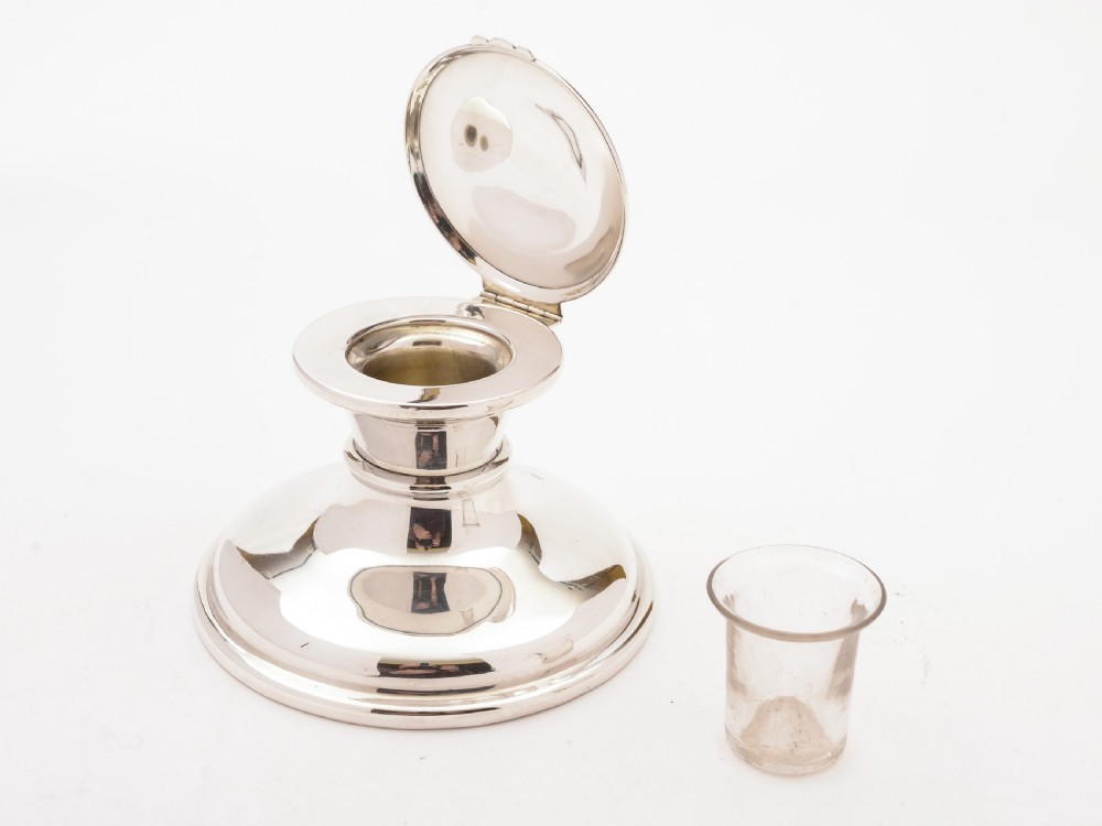 Large Silver Capstone Inkwell, Birmingham 1919