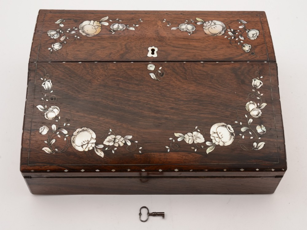 Victorian Rosewood and M.O.P Writing Slope, Circa 1870