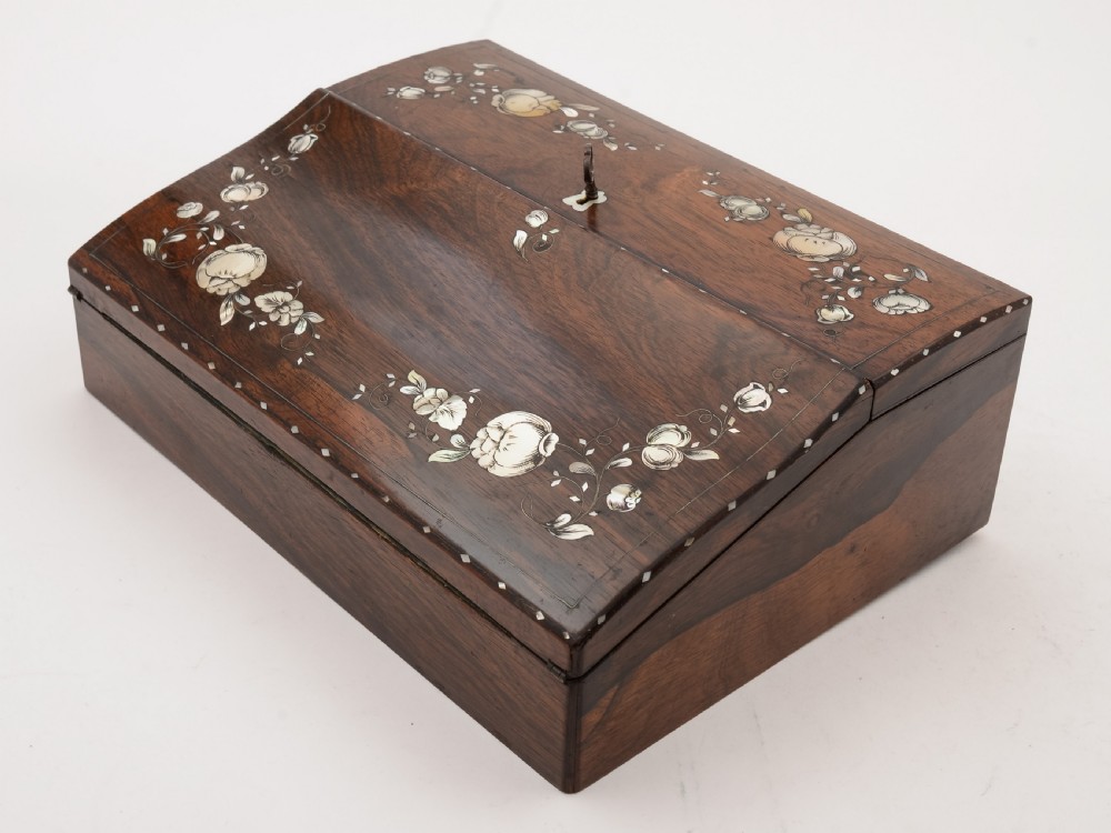 Victorian Rosewood and M.O.P Writing Slope, Circa 1870 View IV