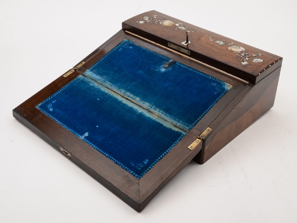 Victorian Rosewood and M.O.P Writing Slope, Circa 1870 View V