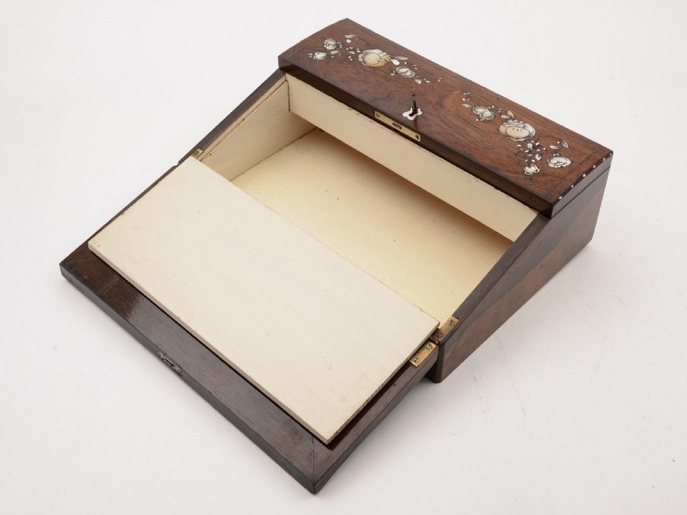 Victorian Rosewood and M.O.P Writing Slope, Circa 1870 View VI