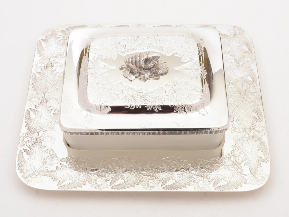 Victorian Silver Plated and Glass Butter Dish, Circa 1890