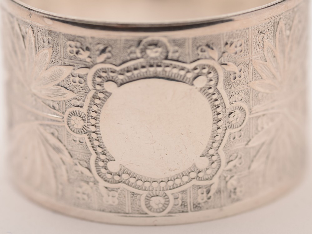 Cased Set of 6 Silver Plated Napkin Rings, Circa 1900 View V