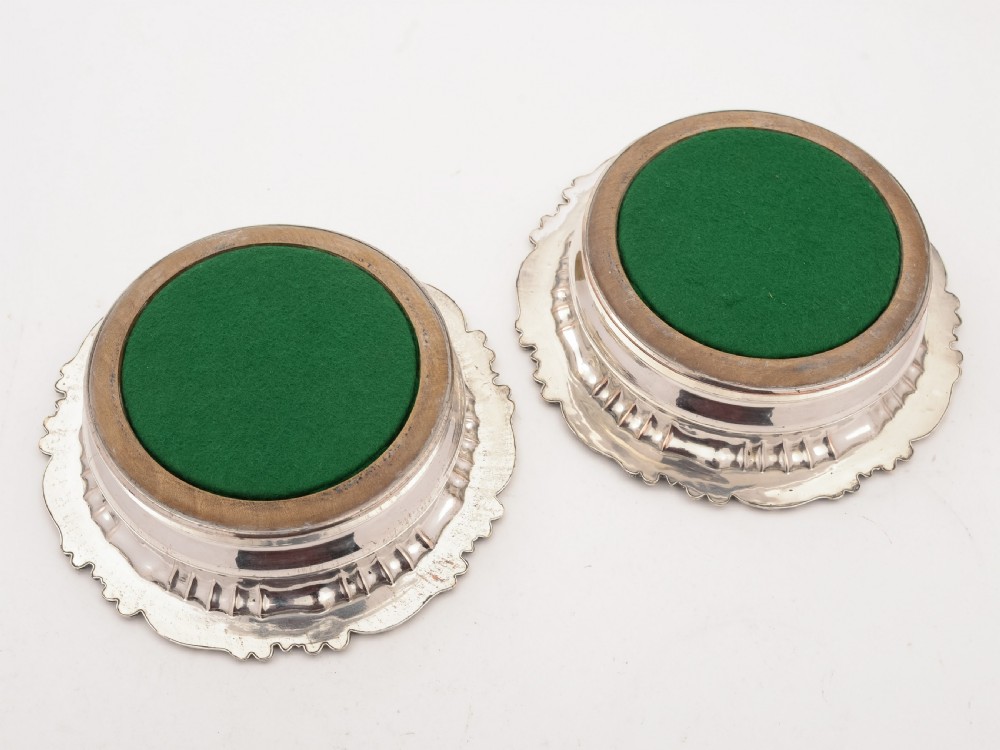 Pair of Victorian Sheffield Plated Coasters, Circa 1870 View II