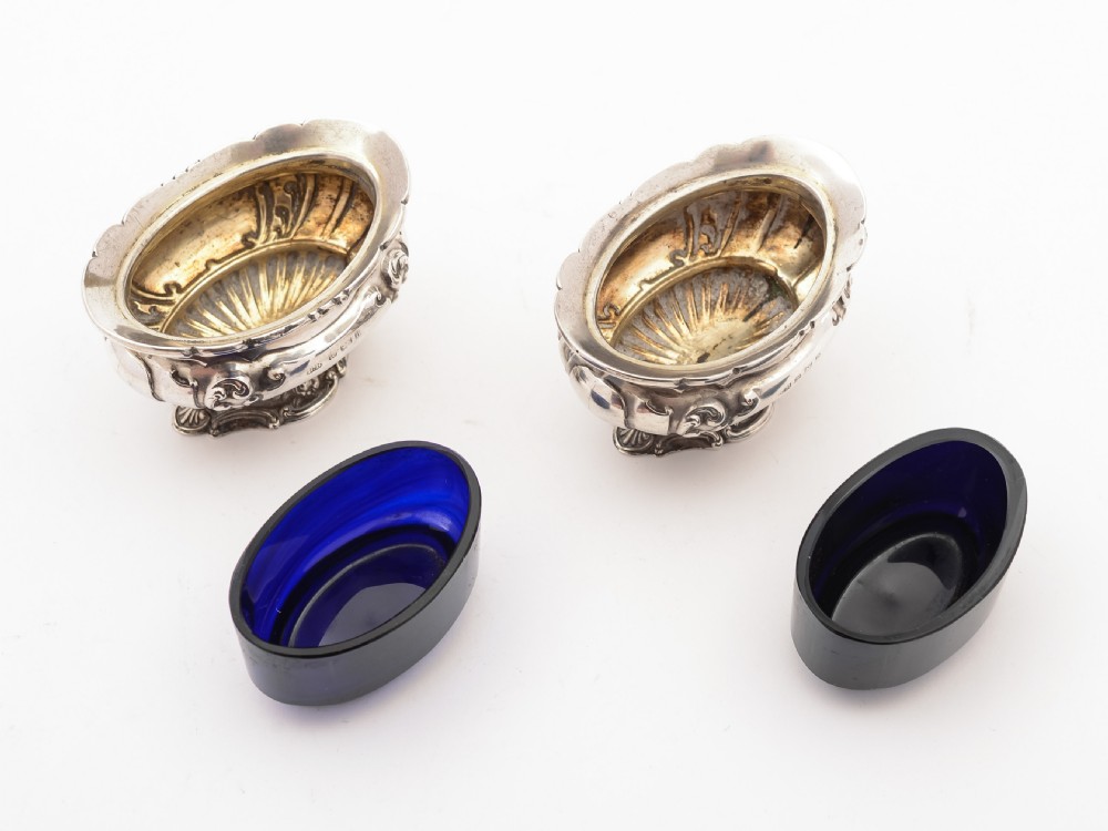 Pair of Edwardian Silver Salts, Birmingham 1902 View III