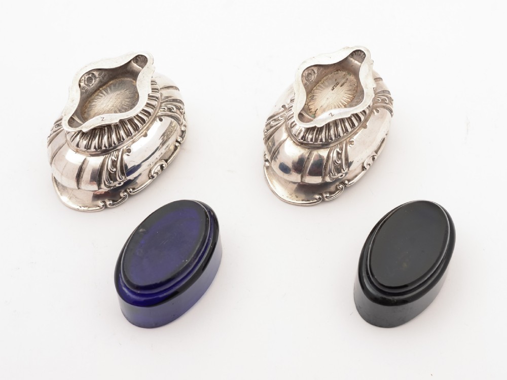 Pair of Edwardian Silver Salts, Birmingham 1902 View IV