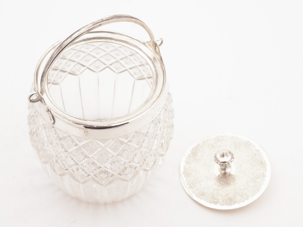 Victorian Cut Glass Biscuit Barrel, Circa 1890 View II