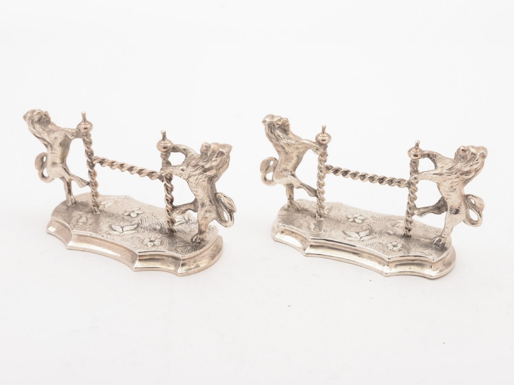 Pair of Victorian Lion Mounted Knife Rests, Circa 1880