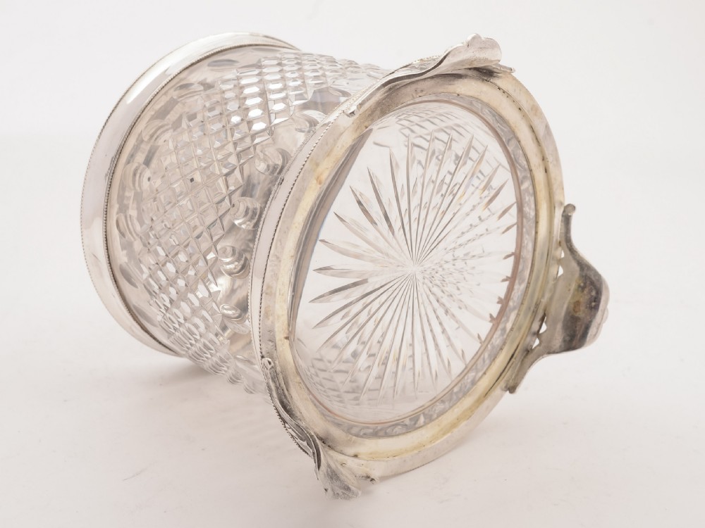 Victorian Silver Plated and Cut Glass Biscuit Box, Circa 1890 View V