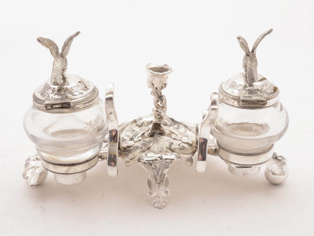 European Silver Plated Ink Stand, Circa 1890 View III