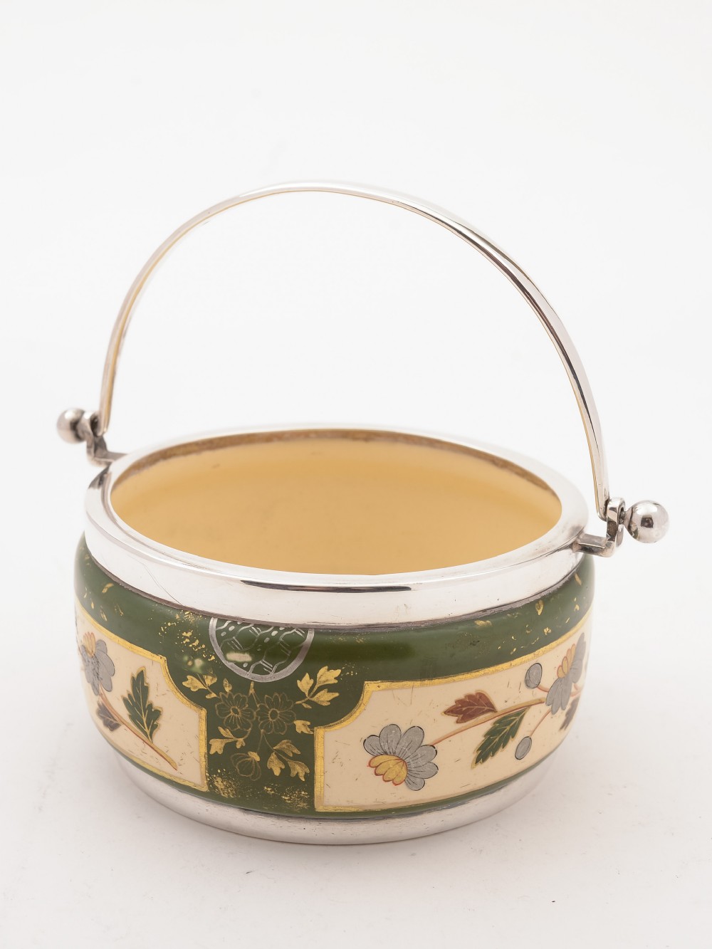 Victorian China and Silver Preserve Pot, Sheffield 1887