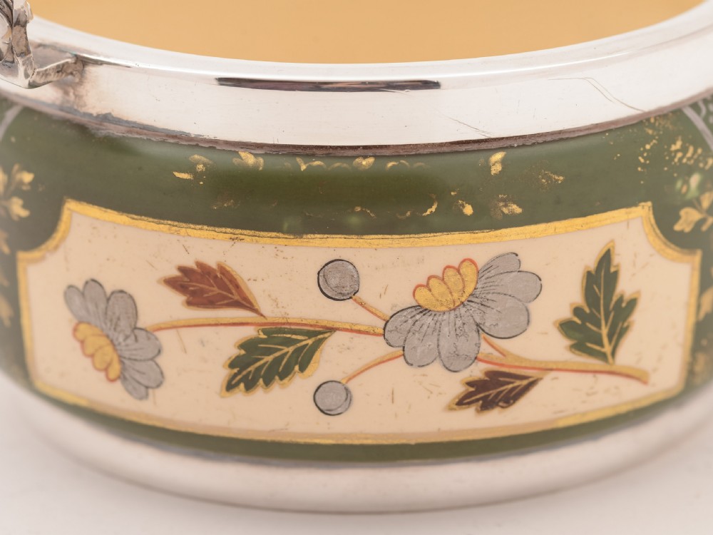 Victorian China and Silver Preserve Pot, Sheffield 1887 View V