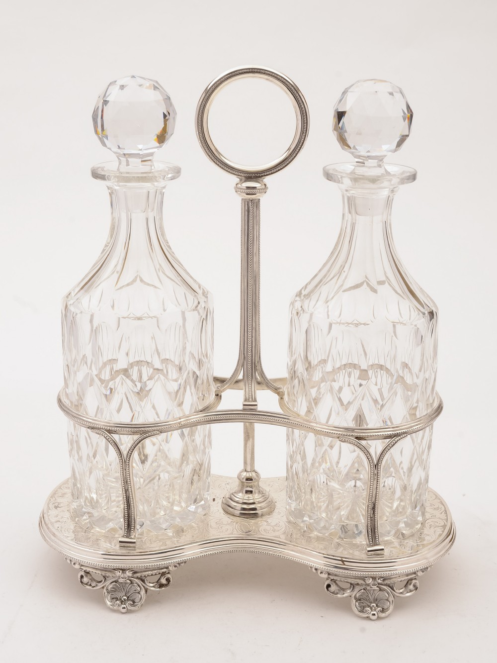 Victorian Cut Glass Decanters in Stand, Circa 1890
