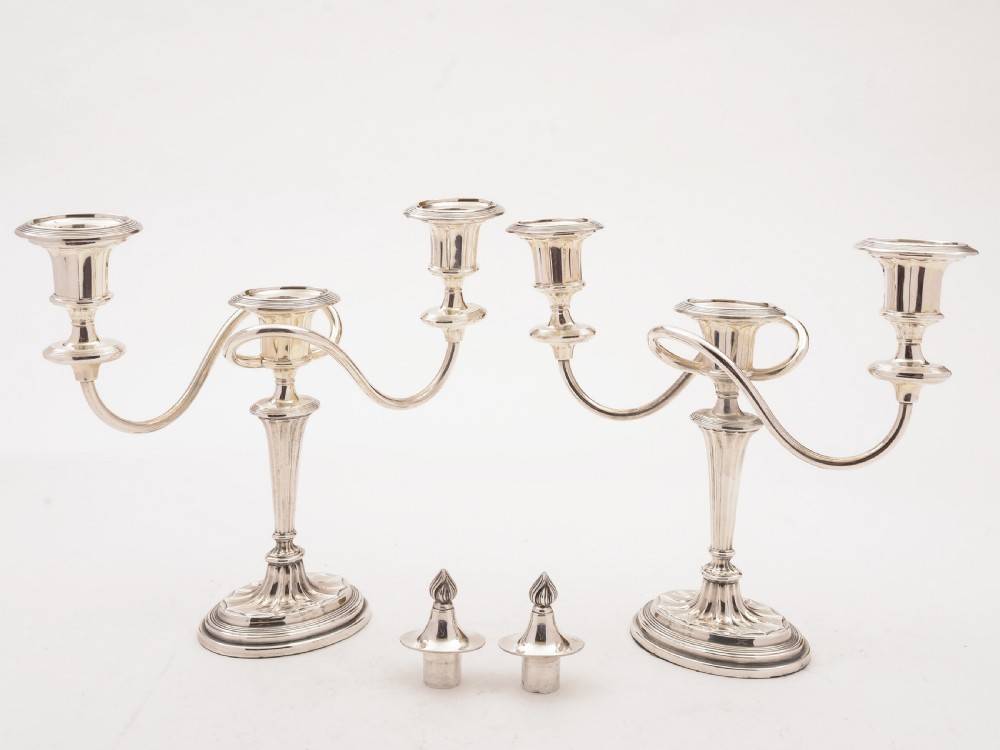Pair of Georgian Style Silver Plated Candelabras, Circa 1900