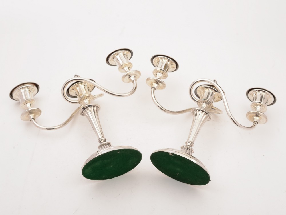 Pair of Georgian Style Silver Plated Candelabras, Circa 1900 View IV