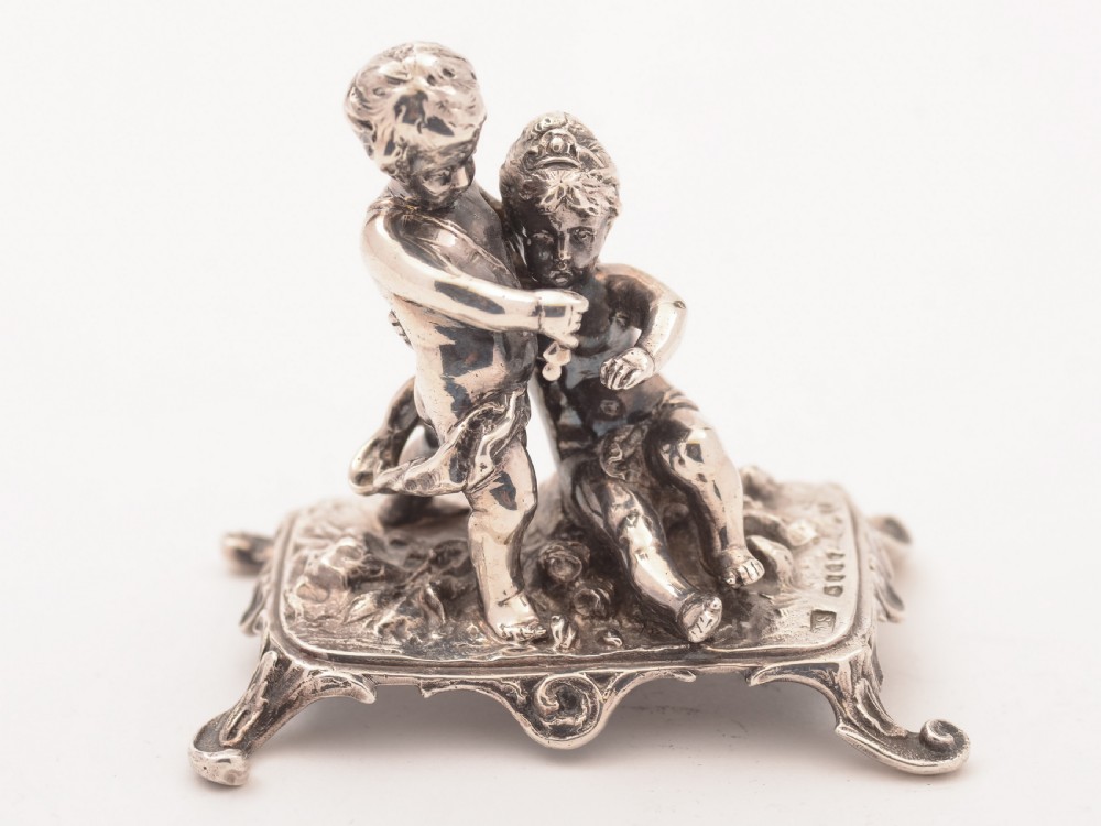 Victorian Silver Cherub Ornament, London 1891