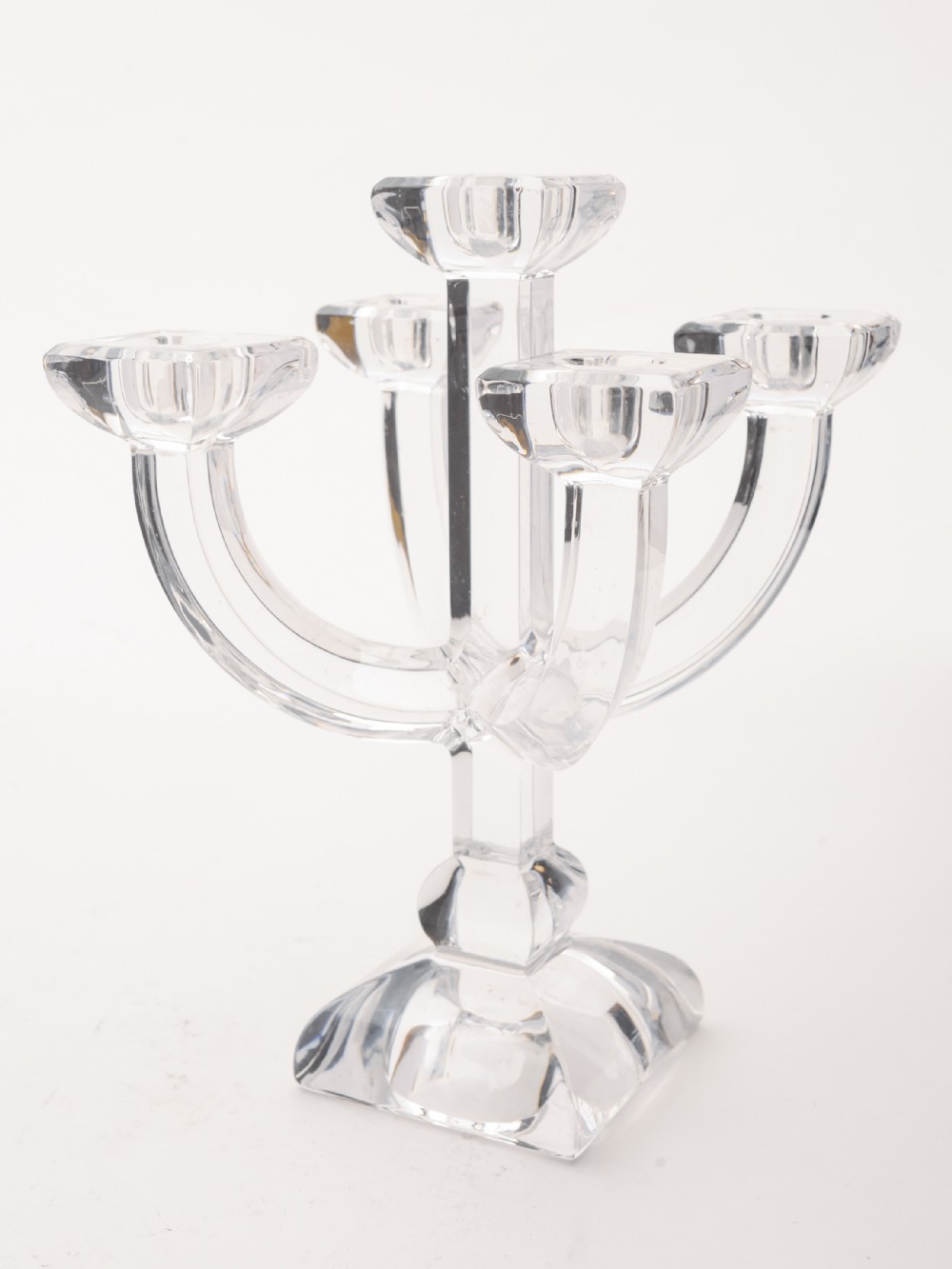 French Art Deco Glass Candelabra, Circa 1930