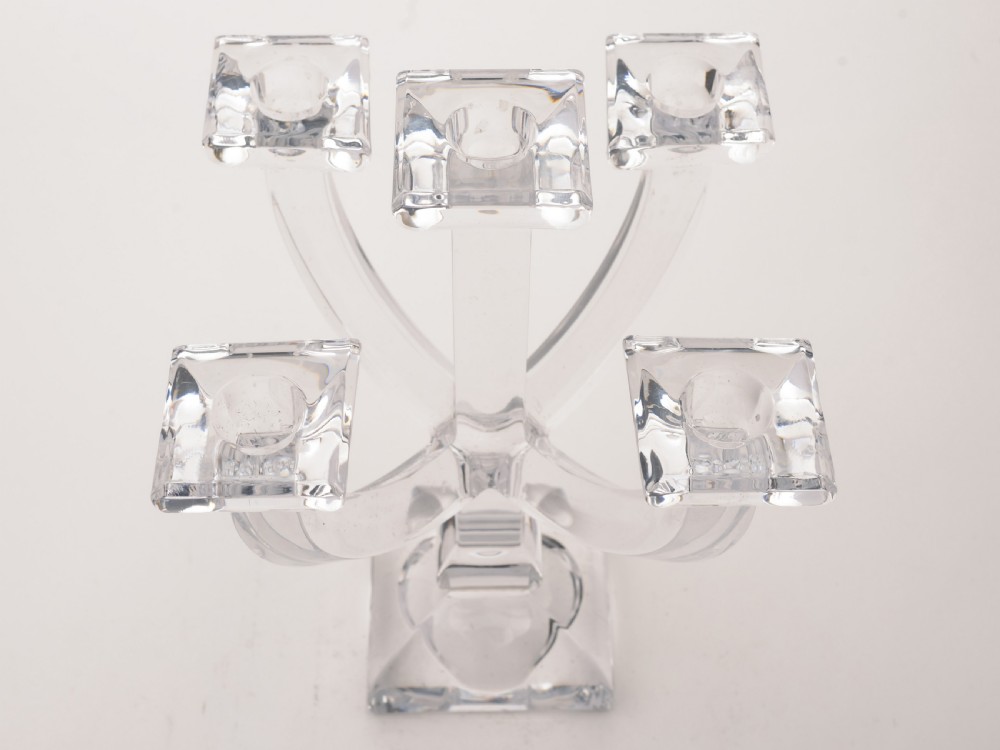 French Art Deco Glass Candelabra, Circa 1930 View IV