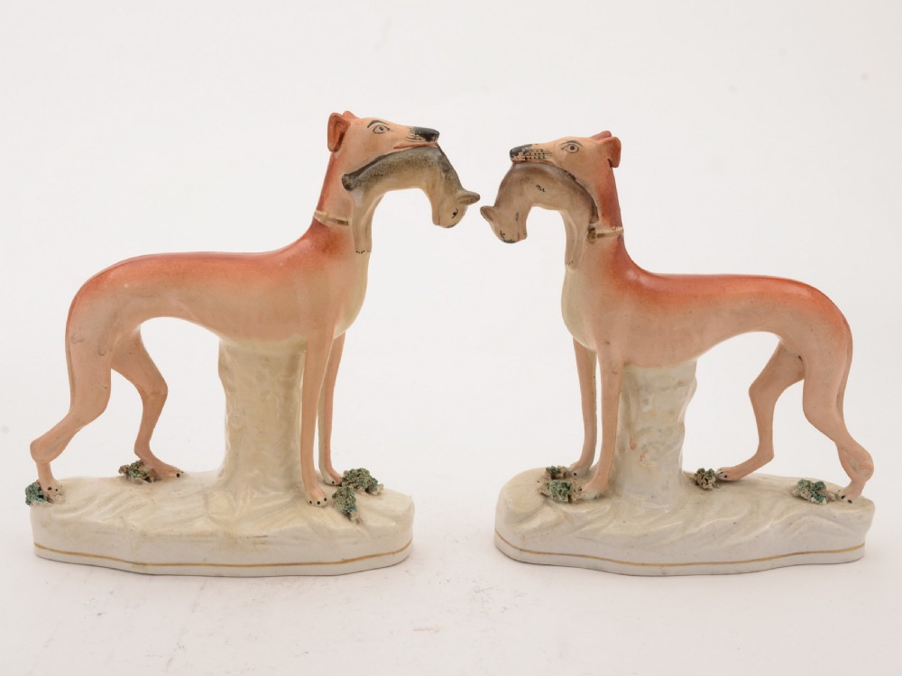 Pair of English Staffordshire China Dogs, Circa 1860 