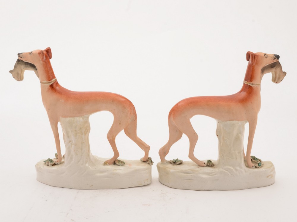 Pair of English Staffordshire China Dogs, Circa 1860  View II