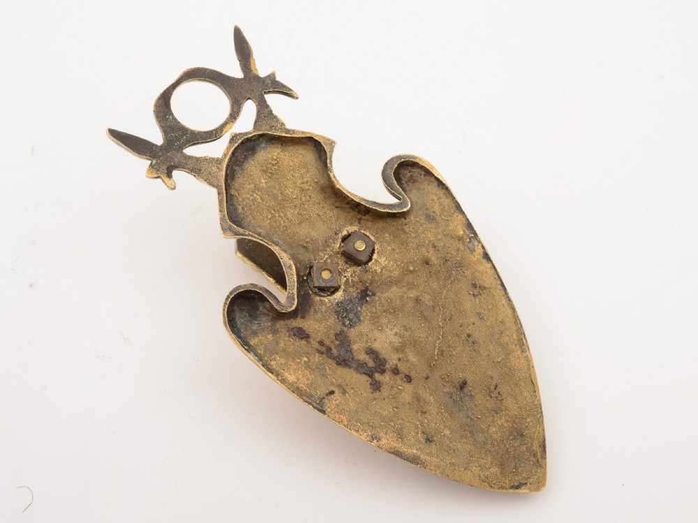 Victorian Brass Knights Gauntlet Note Holder, Circa 1890 View II