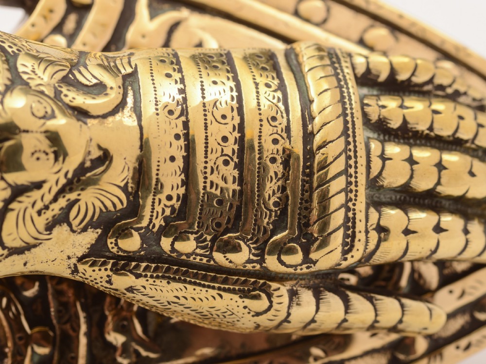 Victorian Brass Knights Gauntlet Note Holder, Circa 1890 View V